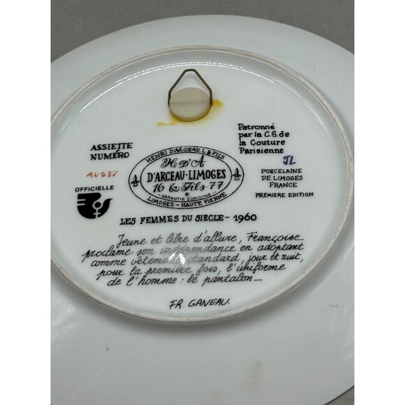 collector plate French FR Ganeau 16& Fils77 Darceau Limoges women business READ - Picture 7 of 8